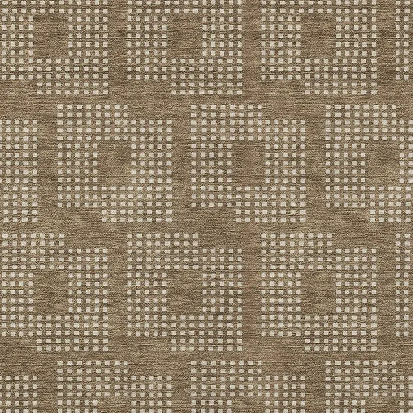 Brown And Ivory Geometric Washable Indoor Outdoor Area Rug Photo 6