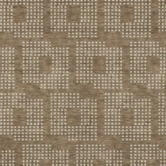 Brown And Ivory Geometric Washable Indoor Outdoor Area Rug Photo 6