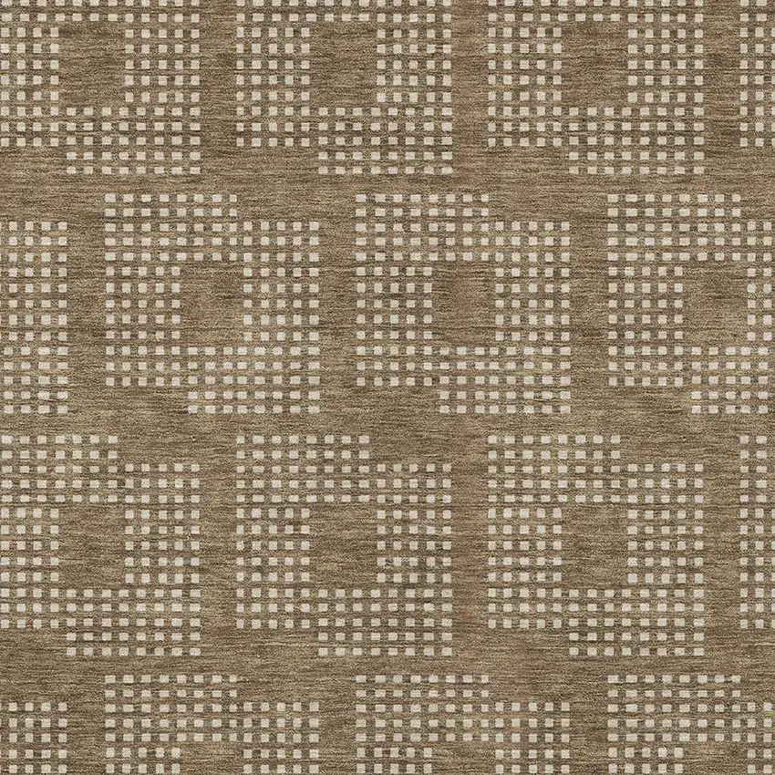 Brown And Ivory Geometric Washable Indoor Outdoor Area Rug Photo 6