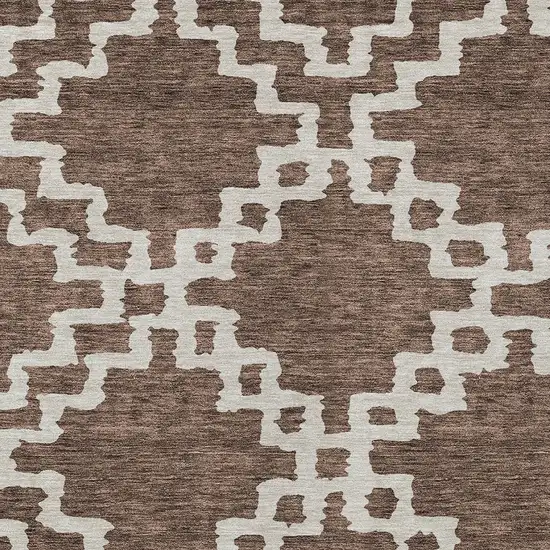 Brown And Ivory Geometric Washable Indoor Outdoor Area Rug Photo 6