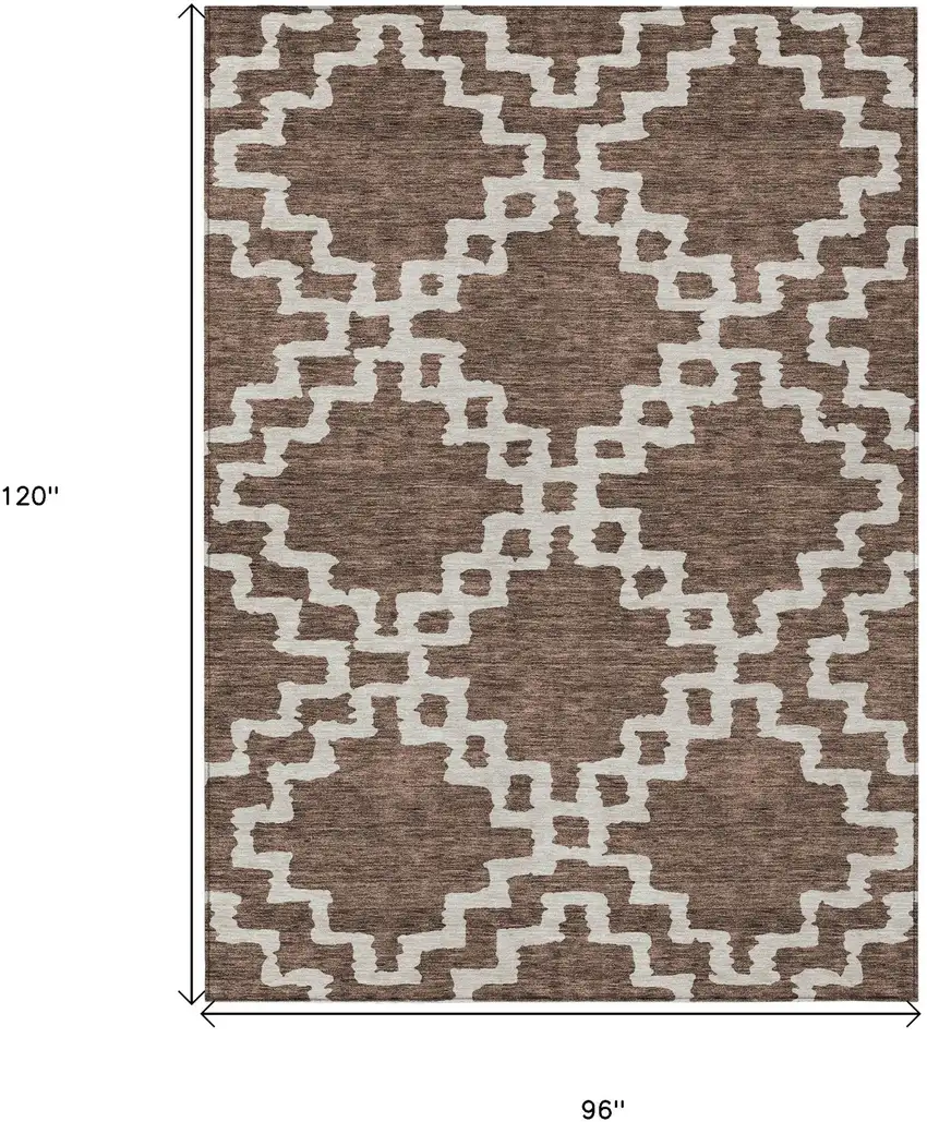 Brown And Ivory Geometric Washable Indoor Outdoor Area Rug Photo 3