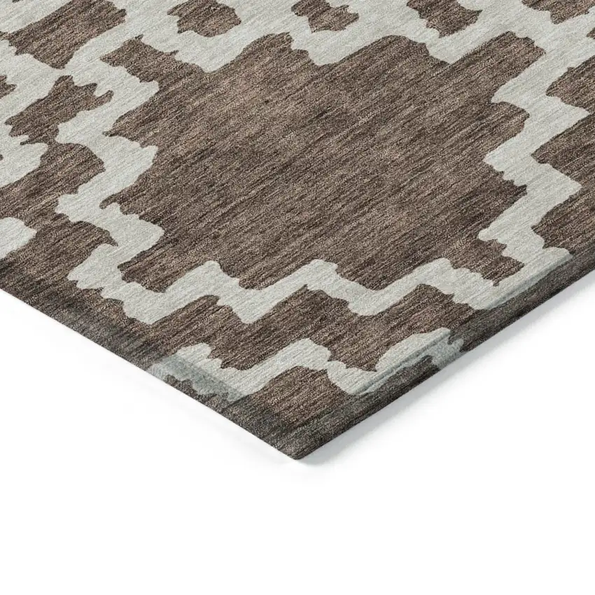 Brown And Ivory Geometric Washable Indoor Outdoor Area Rug Photo 4