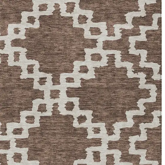 Brown And Ivory Geometric Washable Indoor Outdoor Area Rug Photo 6