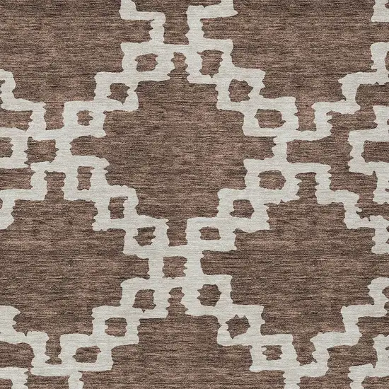 Brown And Ivory Geometric Washable Indoor Outdoor Area Rug Photo 6