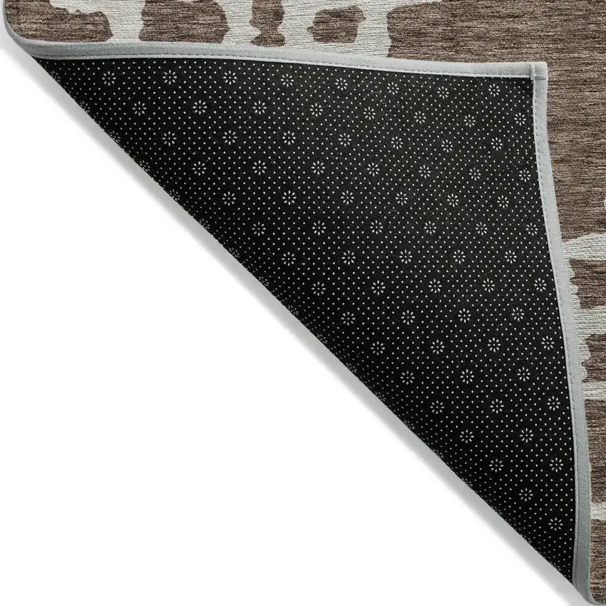 Brown And Ivory Geometric Washable Indoor Outdoor Area Rug Photo 5