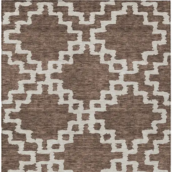 Brown And Ivory Geometric Washable Indoor Outdoor Area Rug Photo 7