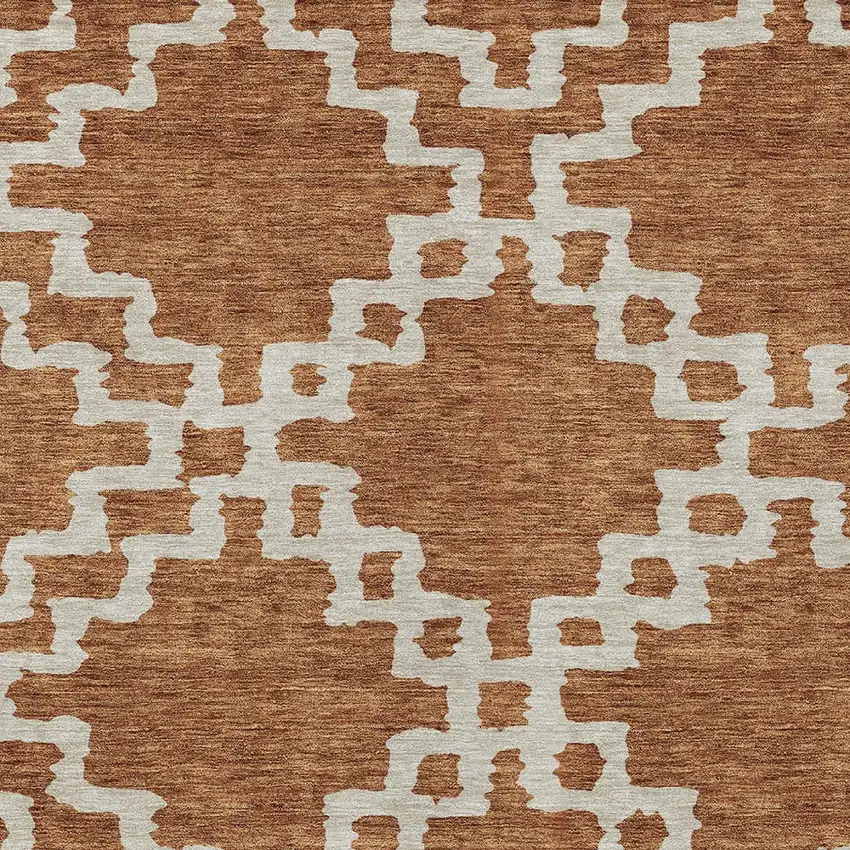 Brown And Ivory Geometric Washable Indoor Outdoor Area Rug Photo 6