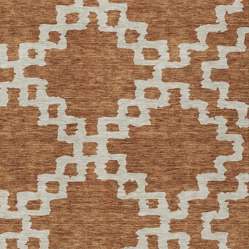 Brown And Ivory Geometric Washable Indoor Outdoor Area Rug Photo 6
