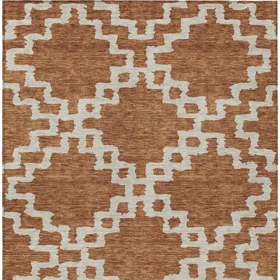 Brown And Ivory Geometric Washable Indoor Outdoor Area Rug Photo 7