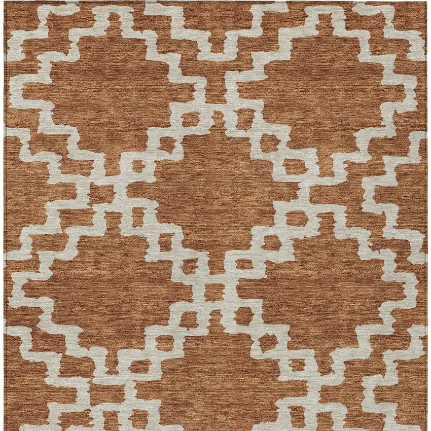 Brown And Ivory Geometric Washable Indoor Outdoor Area Rug Photo 7