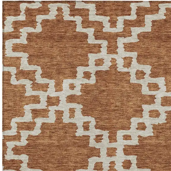 Brown And Ivory Geometric Washable Indoor Outdoor Area Rug Photo 6