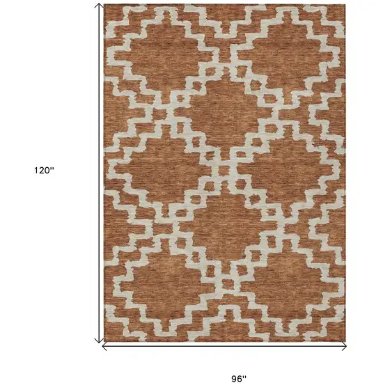 Brown And Ivory Geometric Washable Indoor Outdoor Area Rug Photo 3