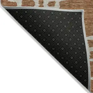 Photo of Brown And Ivory Geometric Washable Indoor Outdoor Area Rug