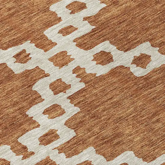 Brown And Ivory Geometric Washable Indoor Outdoor Area Rug Photo 8