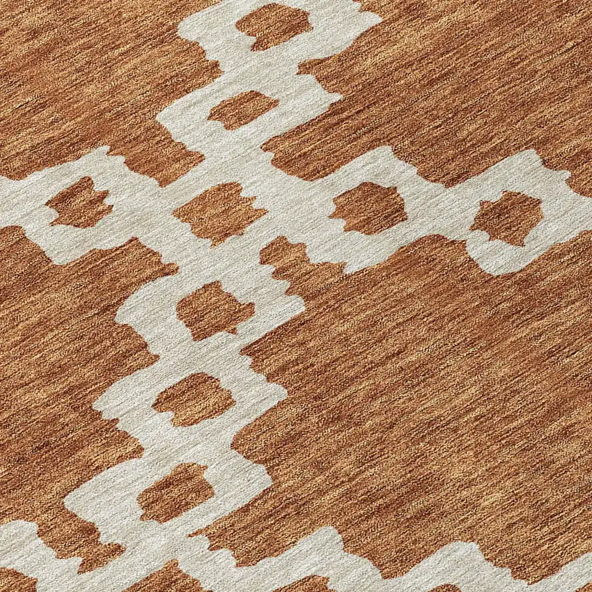 Brown And Ivory Geometric Washable Indoor Outdoor Area Rug Photo 8