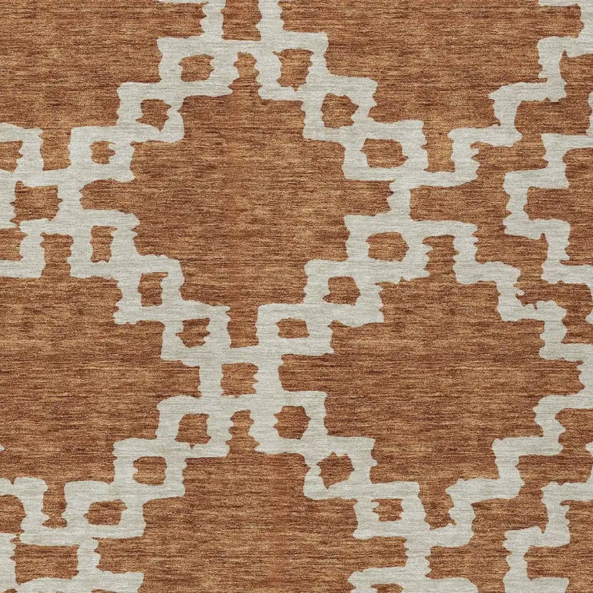 Brown And Ivory Geometric Washable Indoor Outdoor Area Rug Photo 6