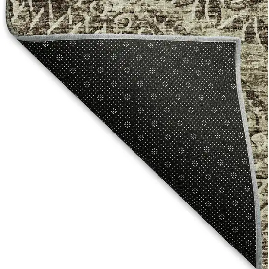 Brown And Ivory Medallion Washable Area Rug With UV Protection Photo 7