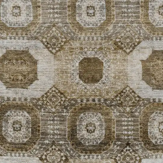 Brown And Ivory Medallion Washable Indoor Outdoor Area Rug Photo 9