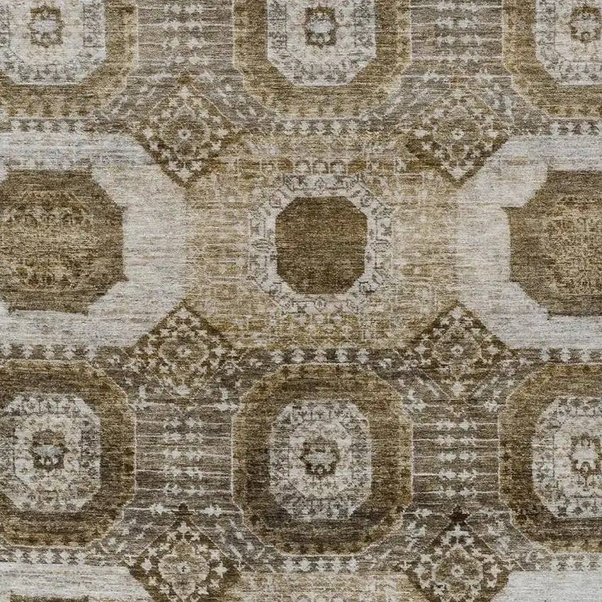 Brown And Ivory Medallion Washable Indoor Outdoor Area Rug Photo 3