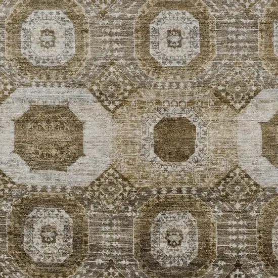 Brown And Ivory Medallion Washable Indoor Outdoor Area Rug Photo 4