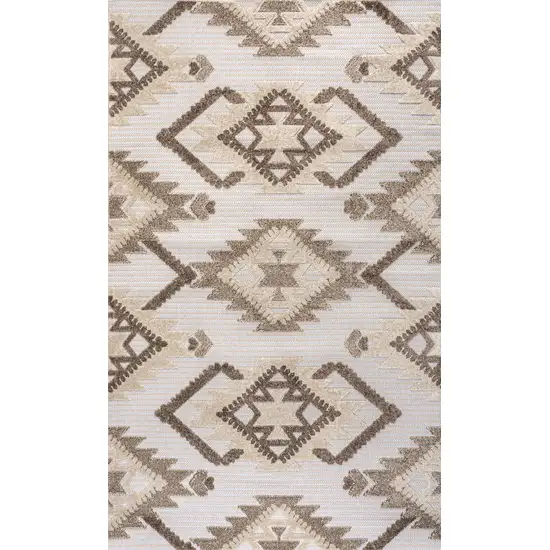 Brown And Ivory Moroccan Indoor Outdoor Area Rug Photo 1