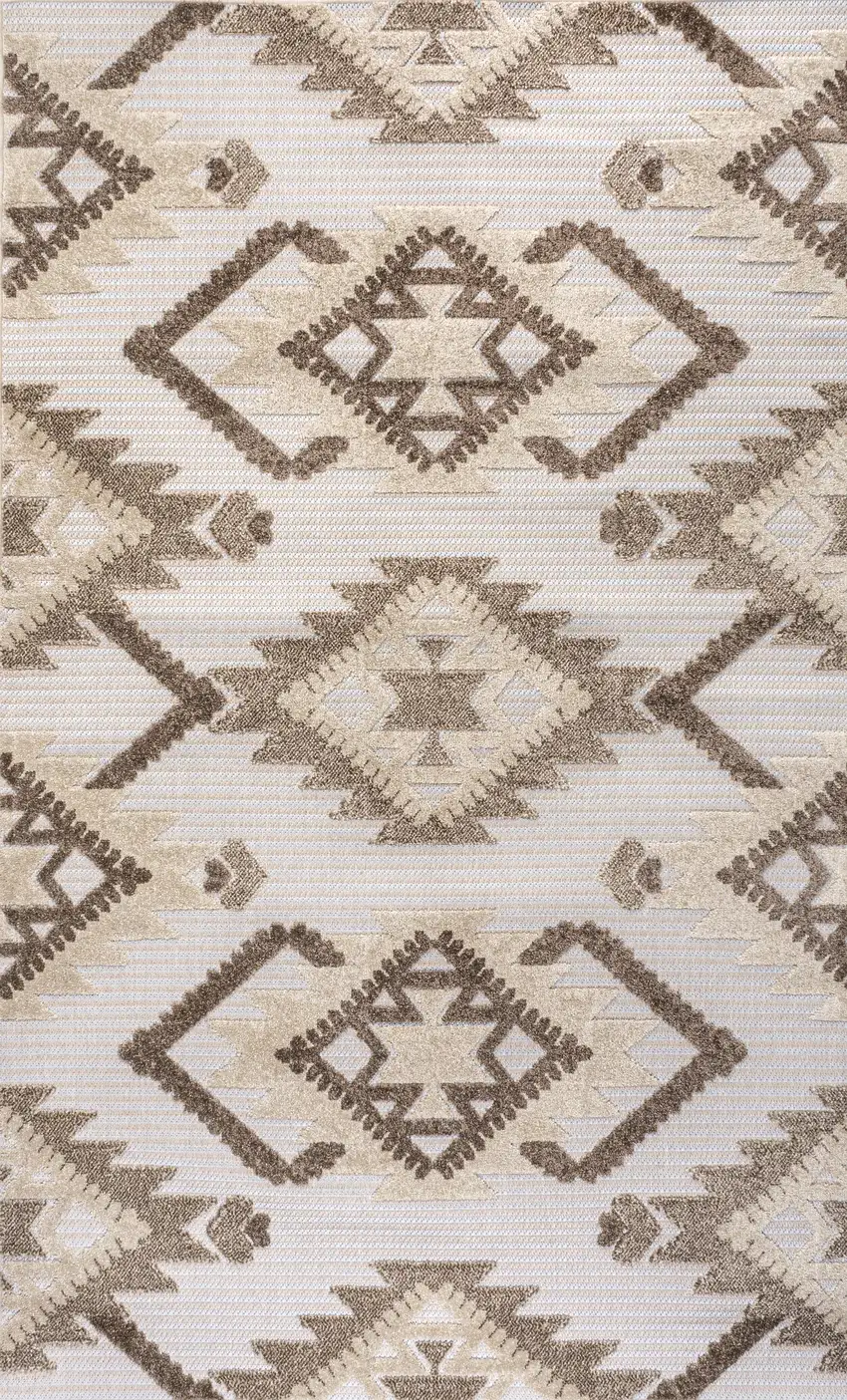 Brown And Ivory Moroccan Indoor Outdoor Area Rug Photo 1