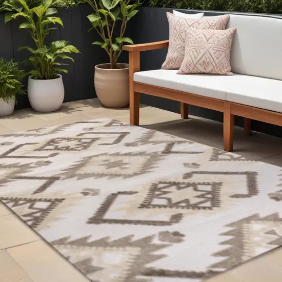 Brown And Ivory Moroccan Indoor Outdoor Area Rug Photo 1