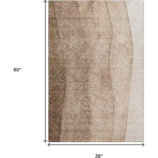 Brown And Ivory Ombre Washable Area Rug With UV Protection Photo 6