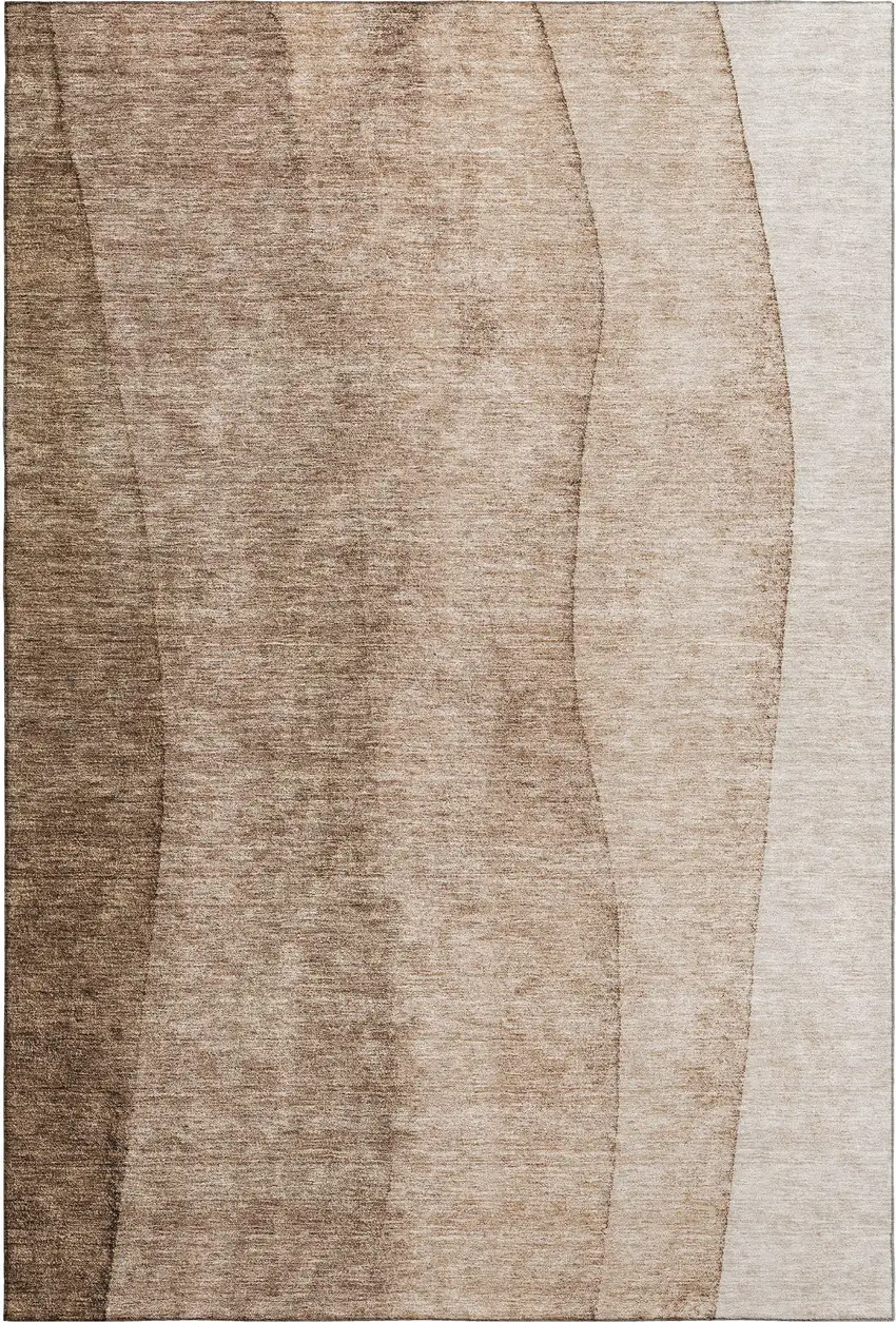Brown And Ivory Ombre Washable Area Rug With UV Protection Photo 1