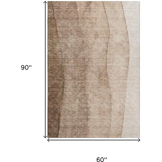 Brown And Ivory Ombre Washable Area Rug With UV Protection Photo 3
