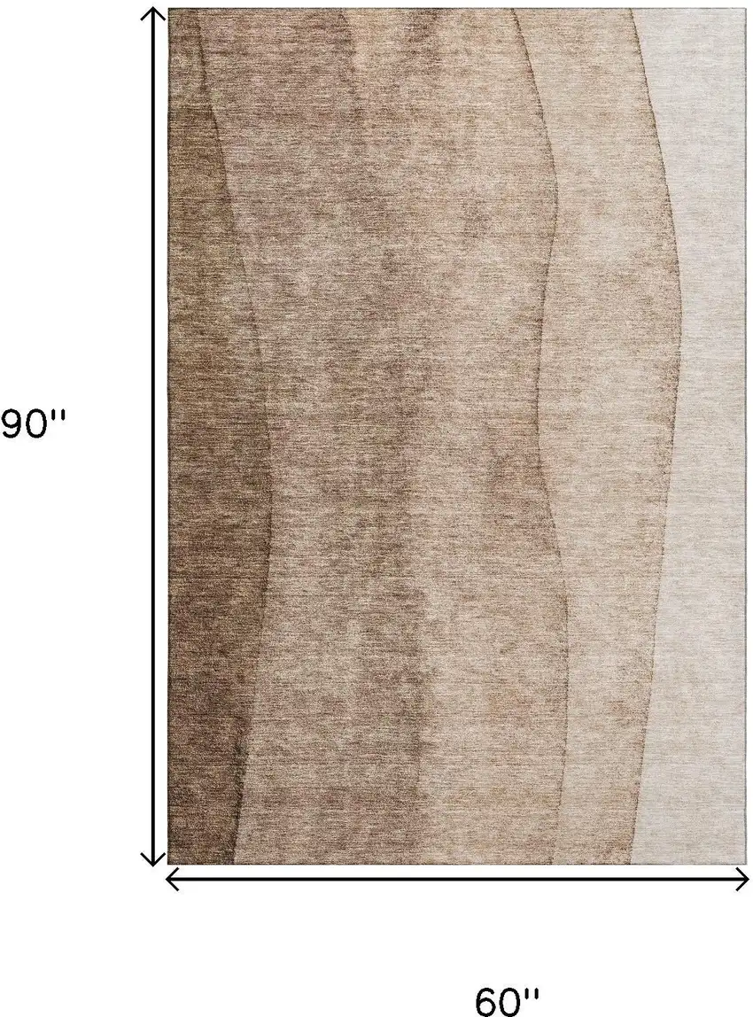 Brown And Ivory Ombre Washable Area Rug With UV Protection Photo 3