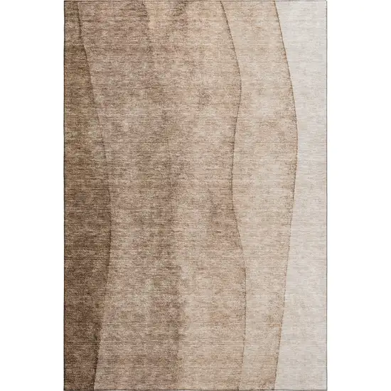 Brown And Ivory Ombre Washable Area Rug With UV Protection Photo 2