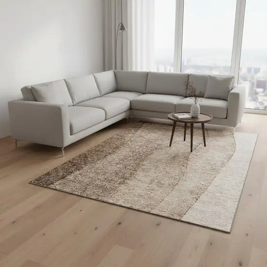 Brown And Ivory Ombre Washable Area Rug With UV Protection Photo 1