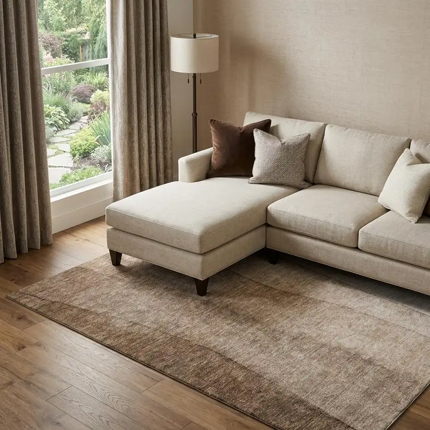 Brown And Ivory Ombre Washable Area Rug With UV Protection Photo 1