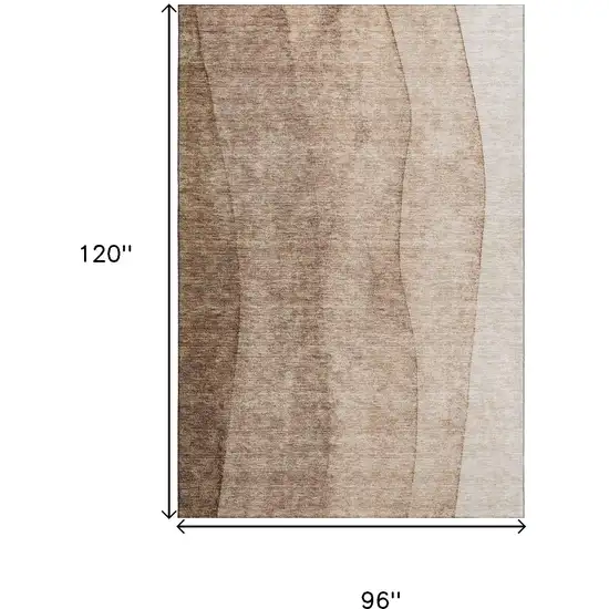 Brown And Ivory Ombre Washable Area Rug With UV Protection Photo 3