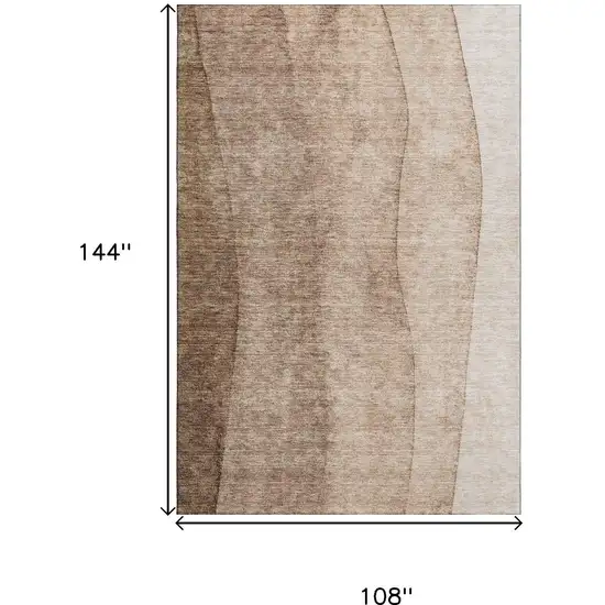 Brown And Ivory Ombre Washable Area Rug With UV Protection Photo 3
