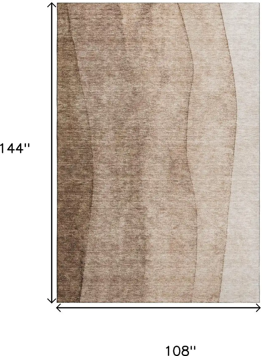 Brown And Ivory Ombre Washable Area Rug With UV Protection Photo 3