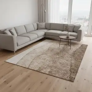 Photo of Brown And Ivory Ombre Washable Area Rug With UV Protection