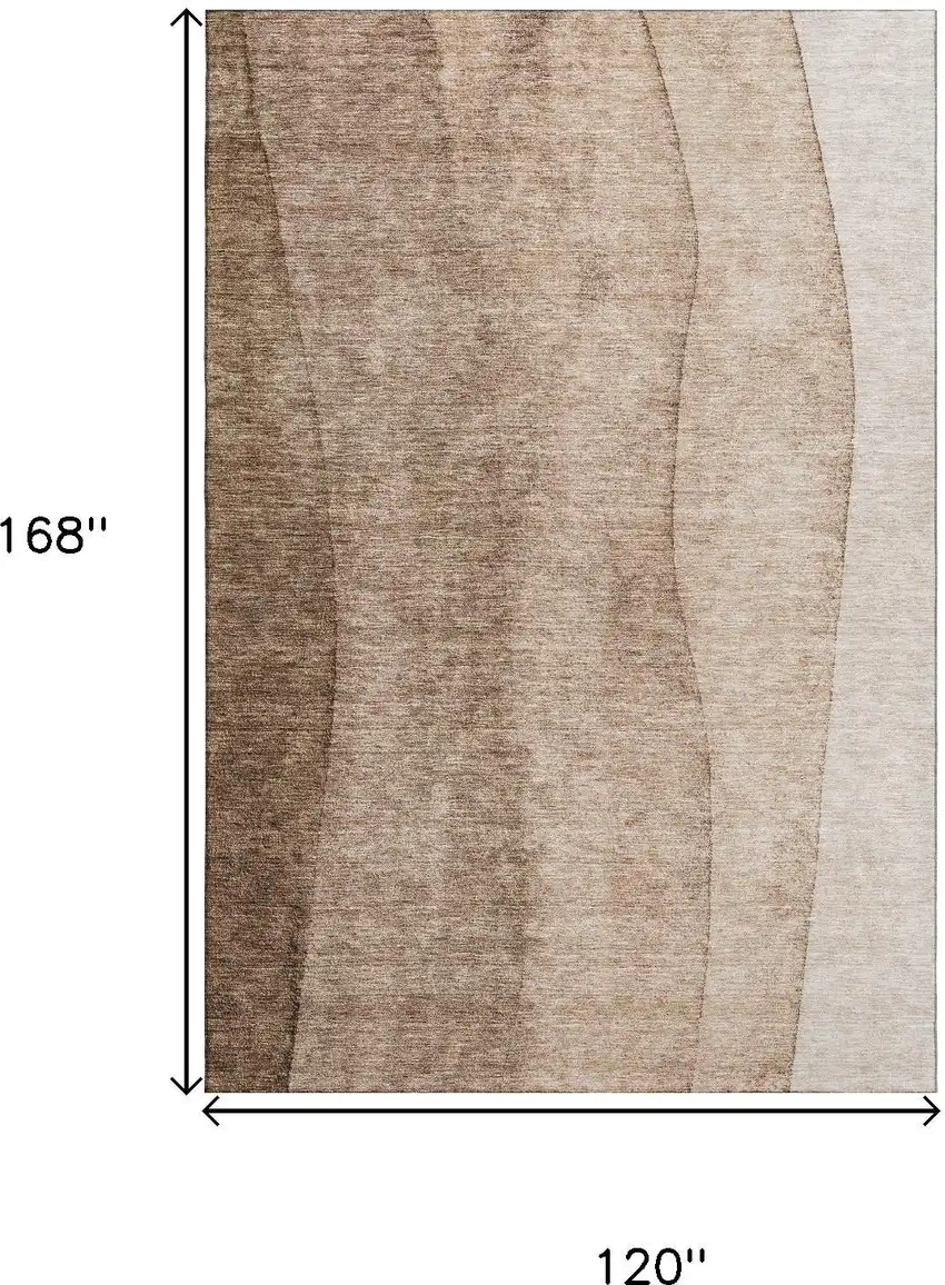 Brown And Ivory Ombre Washable Area Rug With UV Protection Photo 3