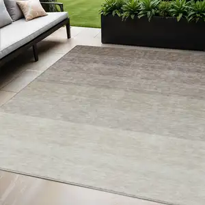 Photo of Brown And Ivory Ombre Washable Indoor Outdoor Area Rug