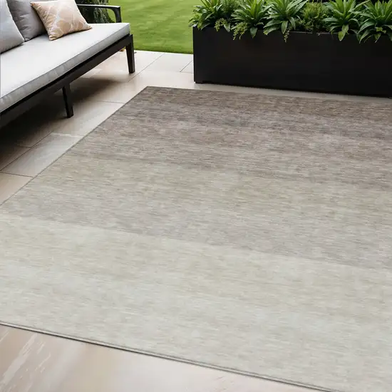 Brown And Ivory Ombre Washable Indoor Outdoor Area Rug Photo 1