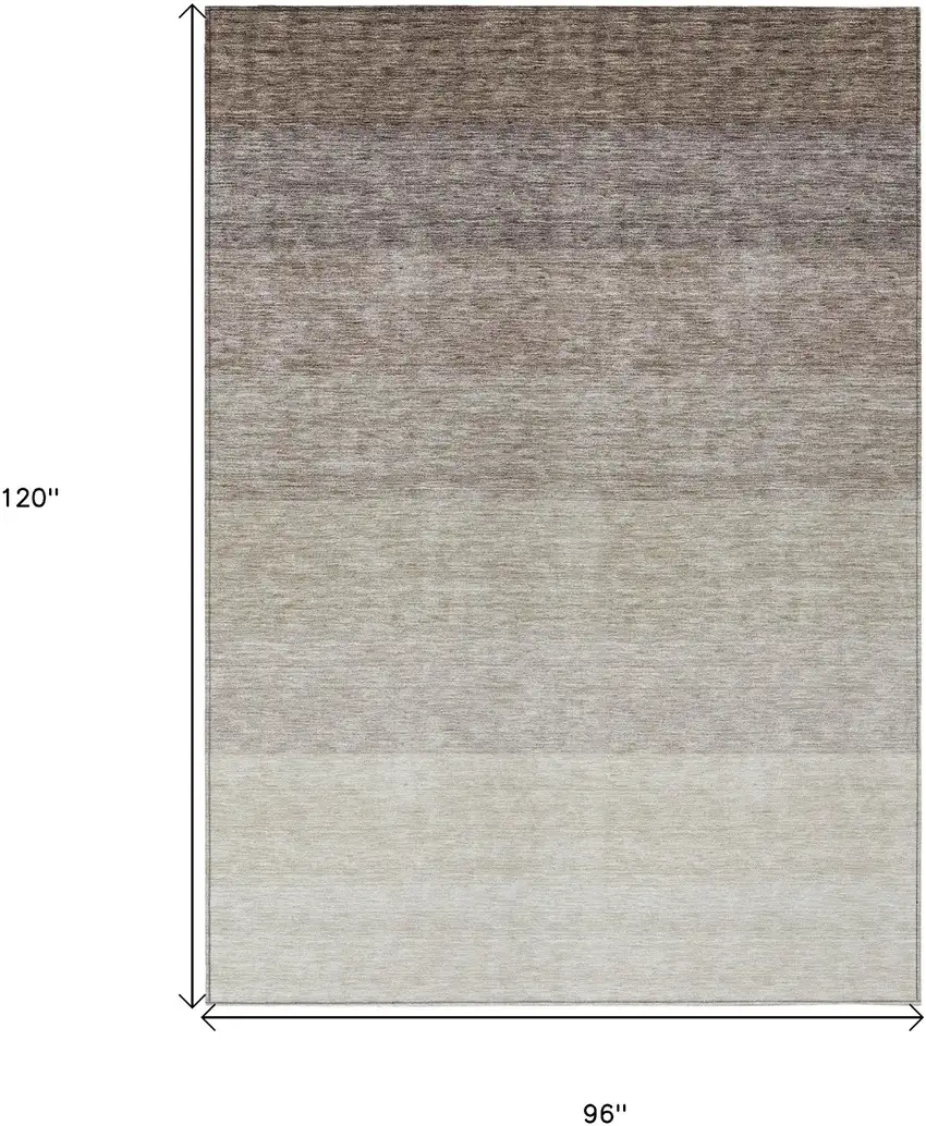 Brown And Ivory Ombre Washable Indoor Outdoor Area Rug Photo 3
