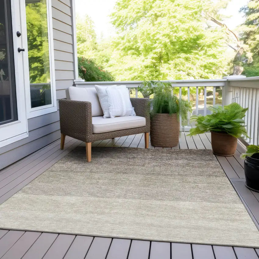 Brown And Ivory Ombre Washable Indoor Outdoor Area Rug Photo 7