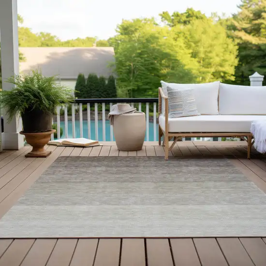 Brown And Ivory Ombre Washable Indoor Outdoor Area Rug Photo 9