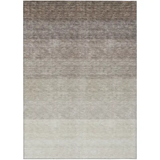 Brown And Ivory Ombre Washable Indoor Outdoor Area Rug Photo 2