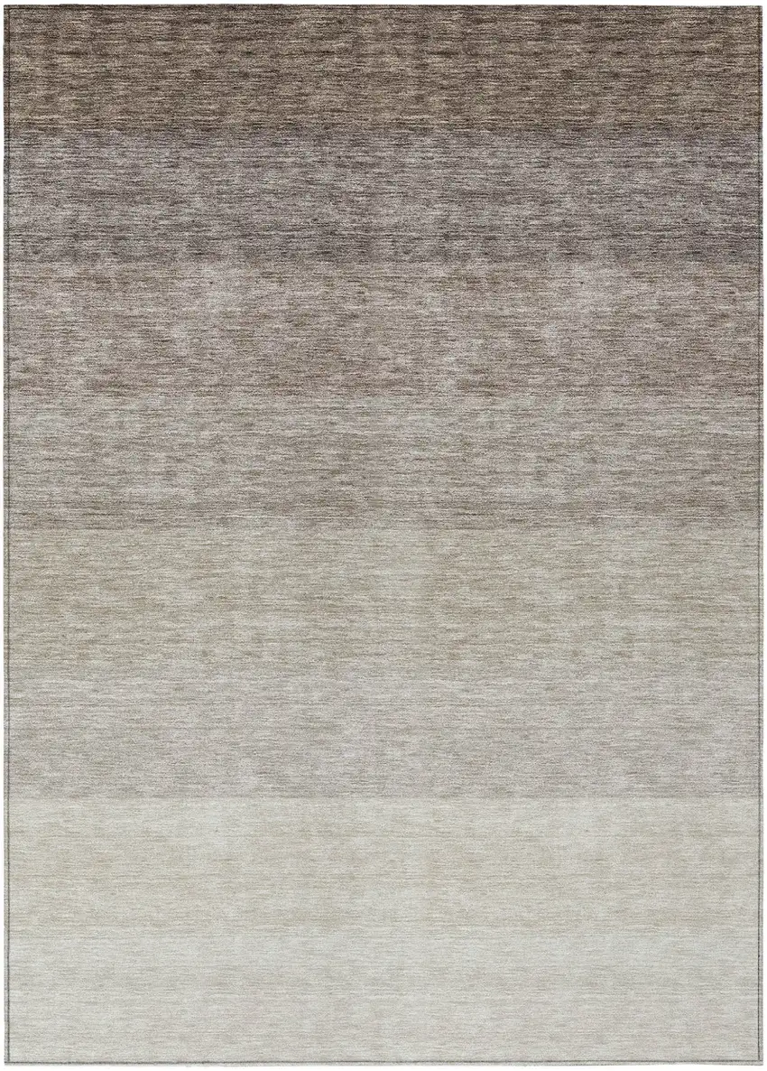 Brown And Ivory Ombre Washable Indoor Outdoor Area Rug Photo 2