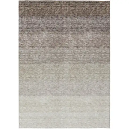 Brown And Ivory Ombre Washable Indoor Outdoor Area Rug Photo 2
