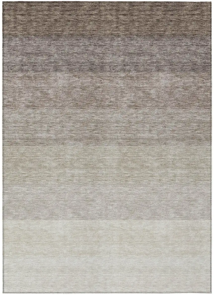 Brown And Ivory Ombre Washable Indoor Outdoor Area Rug Photo 2
