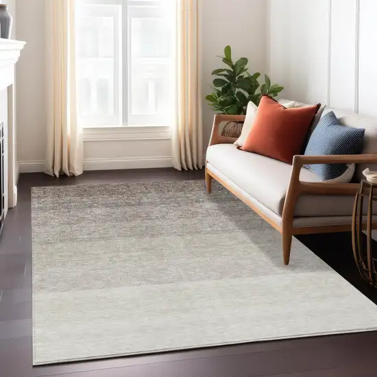 Brown And Ivory Ombre Washable Indoor Outdoor Area Rug Photo 9