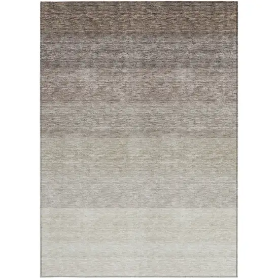 Brown And Ivory Ombre Washable Indoor Outdoor Area Rug Photo 6